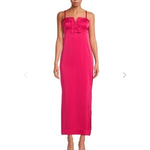 Lilly Pulitzer Jean Maxi Dress 16 Raspberry Rouge Soirée Satin Bow Elegant NWT
